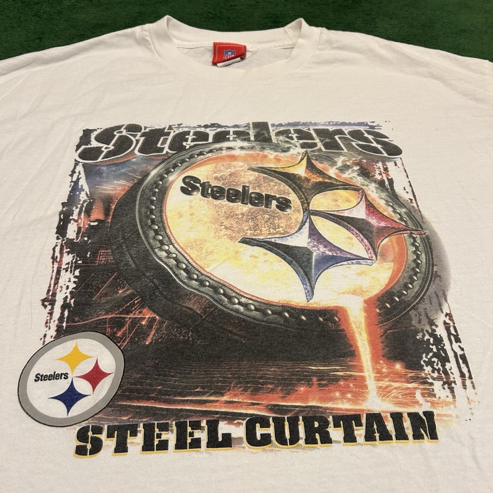 Vintage Pittsburgh Steelers Men NFL Football Graphic T-Shirt Y2K White XL
